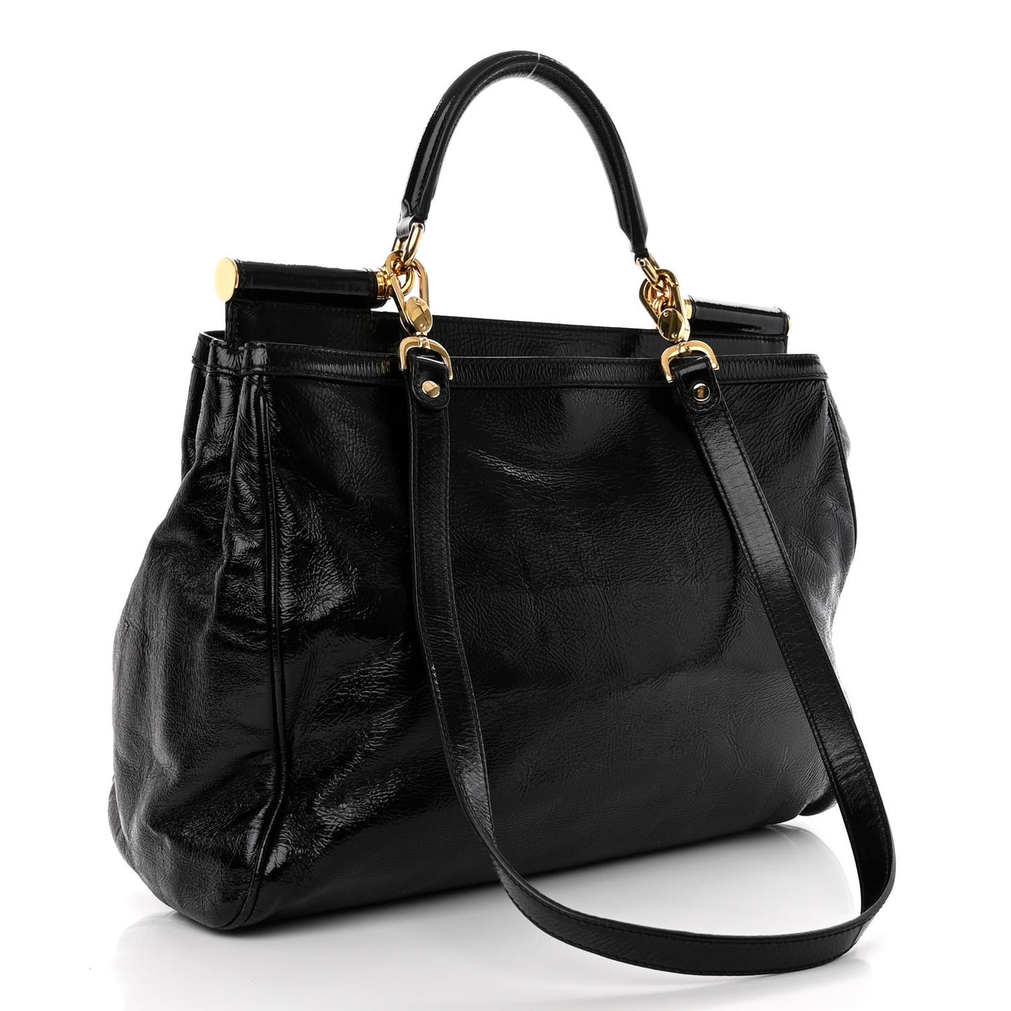 Patent Miss Sicily Tote Black