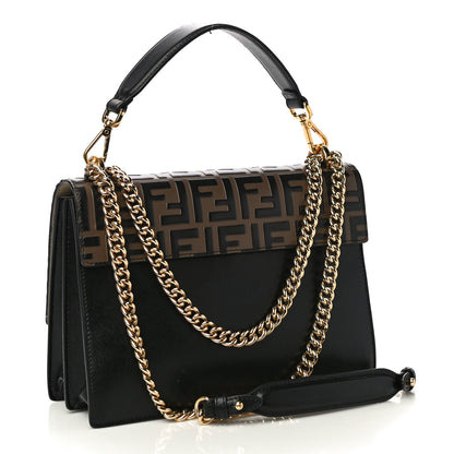Fendi Vitello Liberty Bi-Color FF 1974 Embossed Chain Strap Kan U Shoulder Bag Black Maya 3 of 9