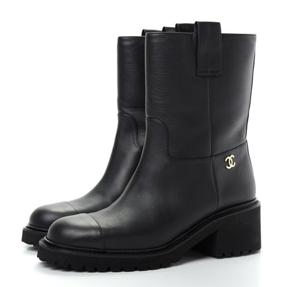 Chanel Calfskin CC Ankle Boots 39 Black 3 of 12