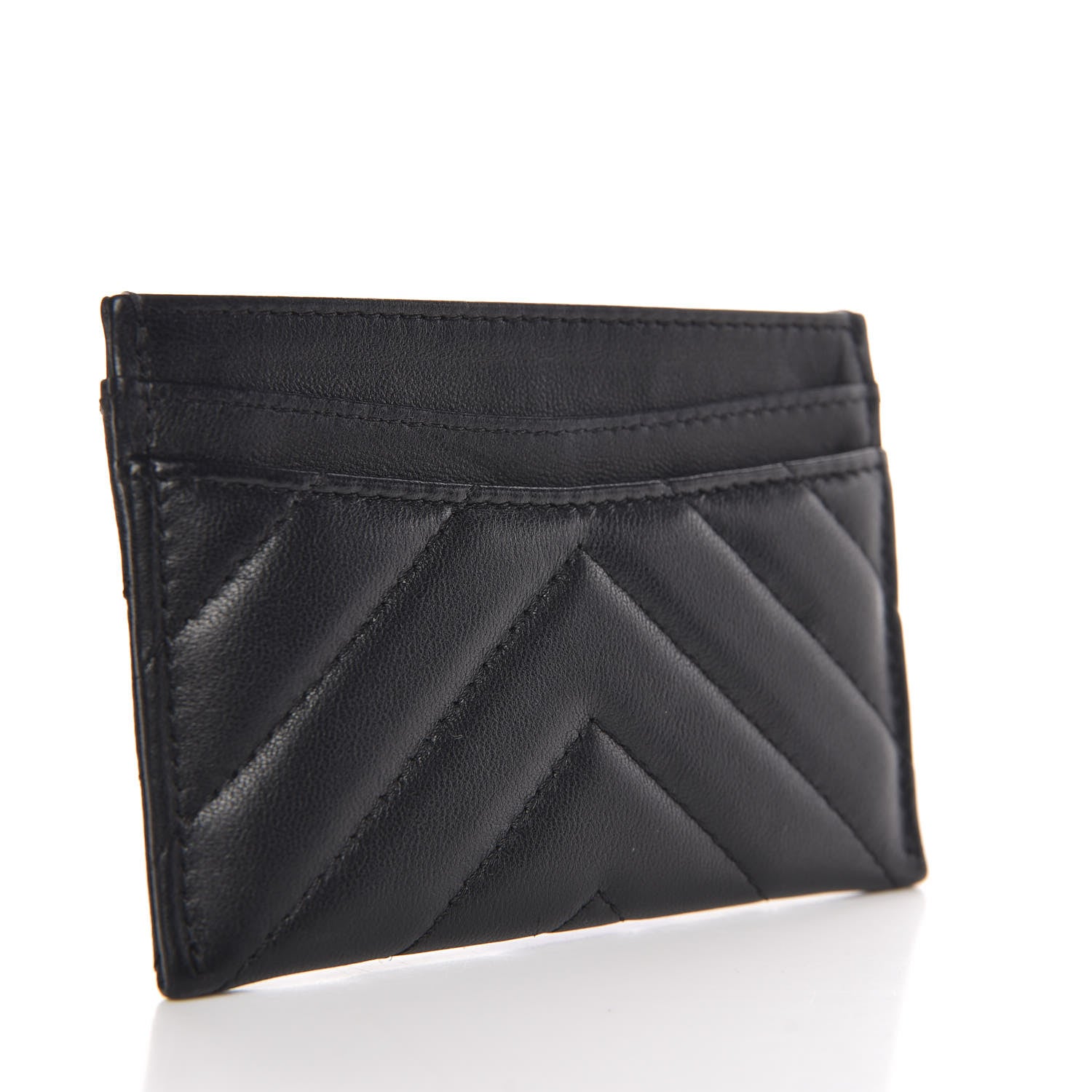 Chanel Lambskin Chevron Quilted Card Holder Black 3 of 9