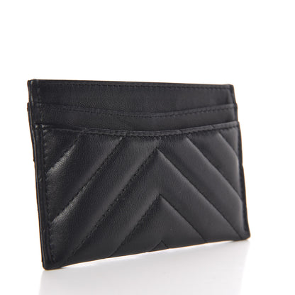 Chanel Lambskin Chevron Quilted Card Holder Black 3 of 9