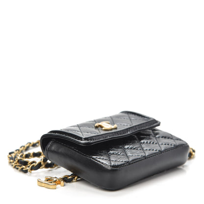 Chanel Shiny Aged Calfskin Quilted Waist Belt Bag Black 4 of 9