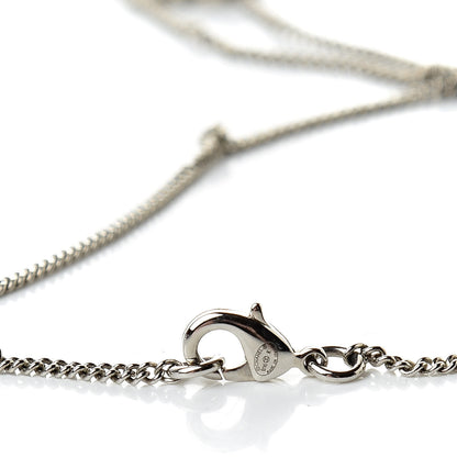 Chanel Crystal CC Peace Sign Emoji Necklace Silver 4 of 5