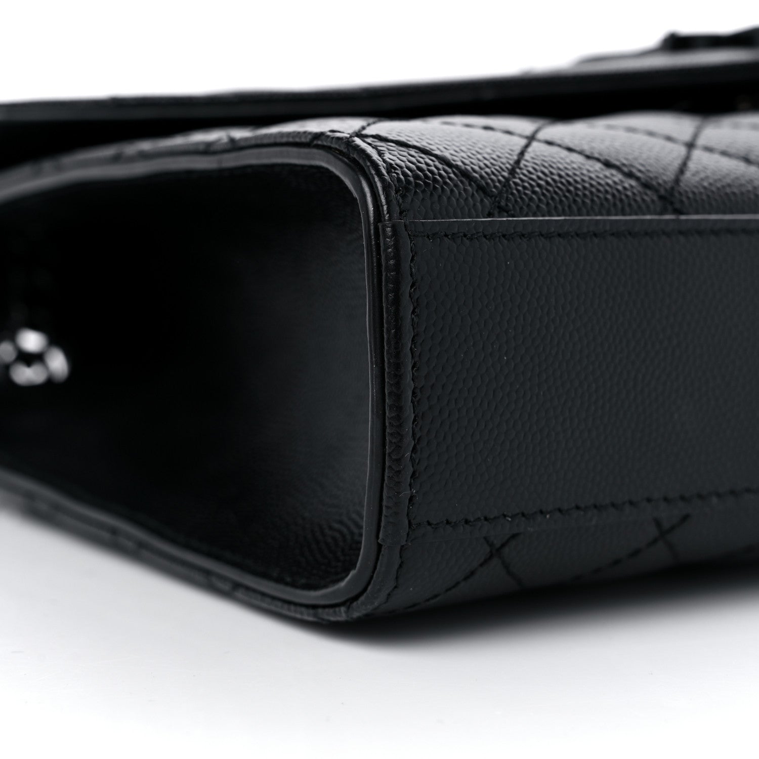 Saint Laurent Grain De Poudre Textured Mixed Matelasse Triquilt Medium Monogram Monochrome Satchel Black 8 of 9