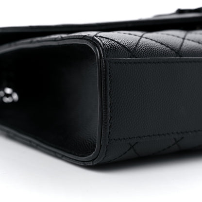 Saint Laurent Grain De Poudre Textured Mixed Matelasse Triquilt Medium Monogram Monochrome Satchel Black 8 of 9