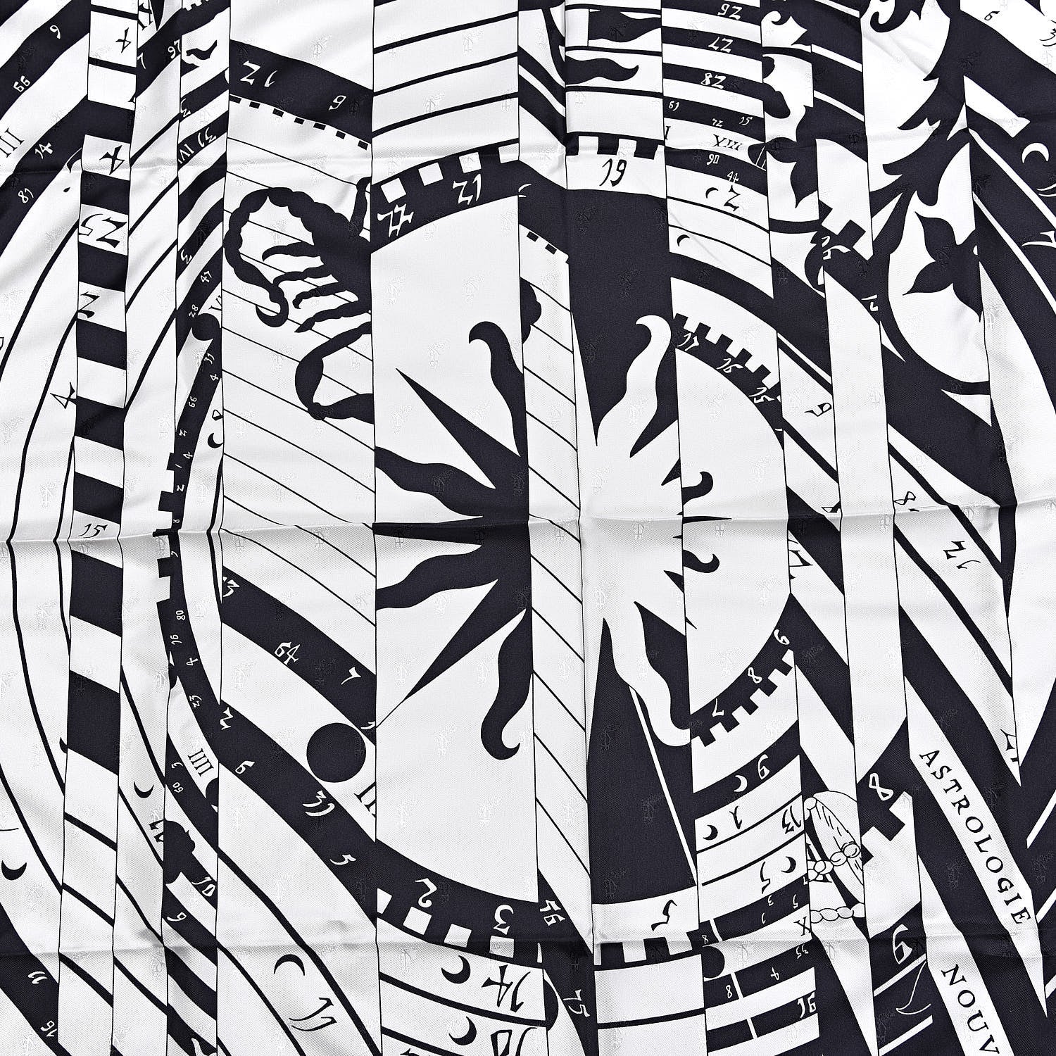 Hermes Silk Astrologie Nouvelle Tattoo Scarf 90 Black White 5 of 8