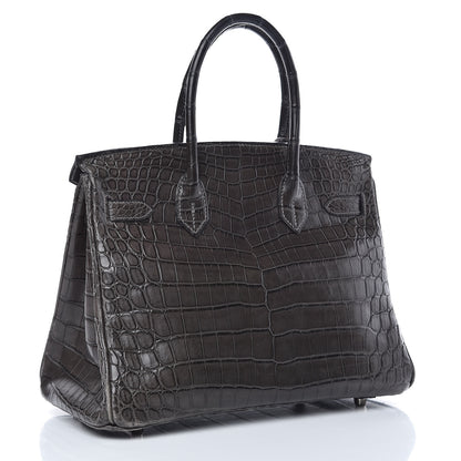 Hermes Matte Niloticus Crocodile Birkin 30 Gris Elephant 3 of 45