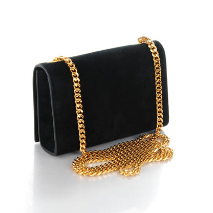 Saint Laurent Suede Small Classic Monogram Kate Tassel Satchel Black 3 of 7