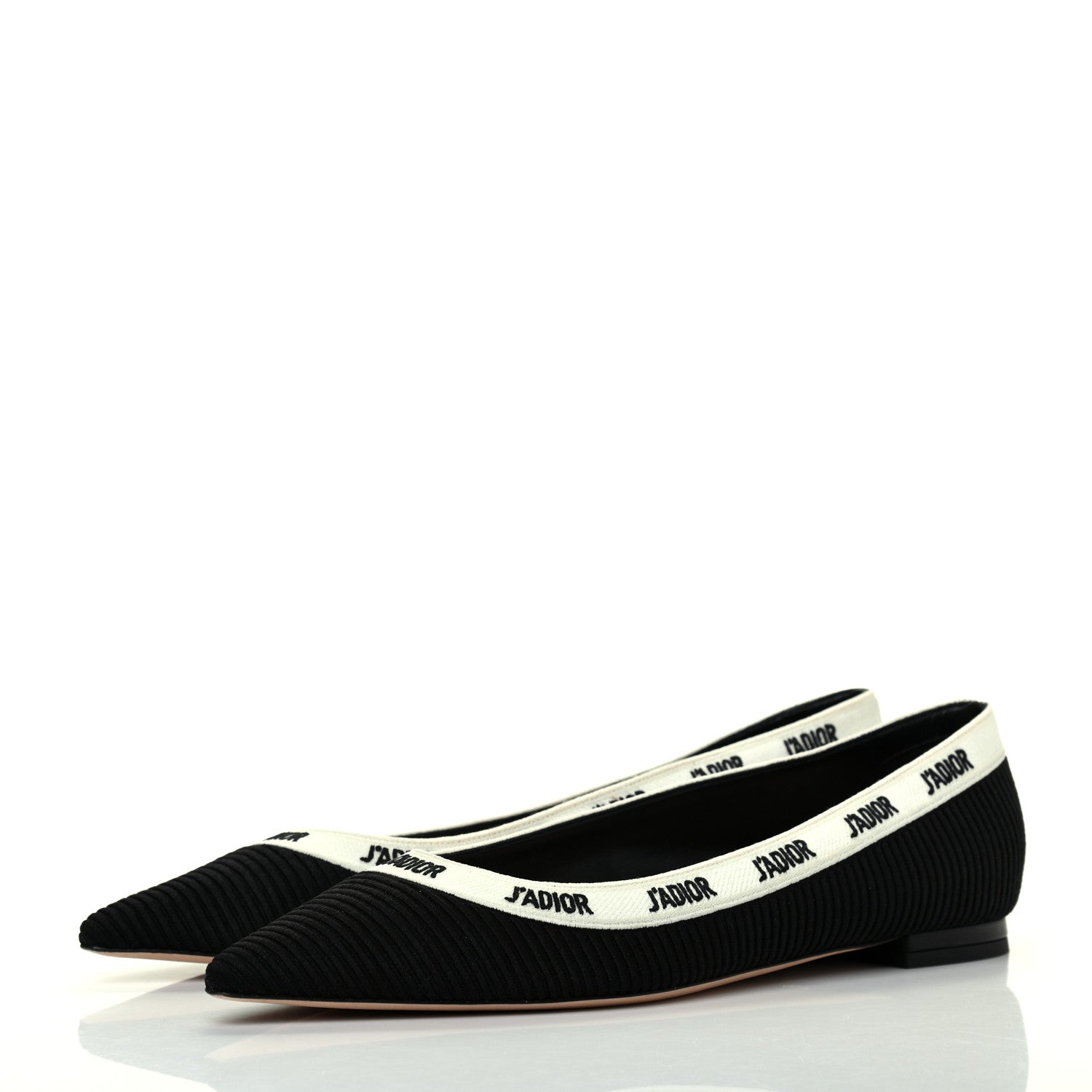 Christian Dior Fabric Ribbon Embroidered J'Adior Ballet Flats 39.5 Black 3 of 10