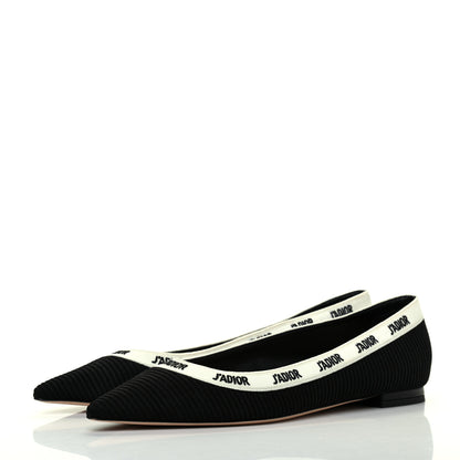 Christian Dior Fabric Ribbon Embroidered J'Adior Ballet Flats 39.5 Black 3 of 10