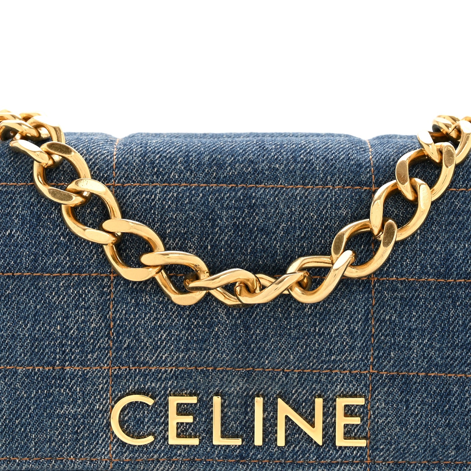 Celine Denim Matelasse Chain Shoulder Bag Blue 1841668 – FASHIONPHILE