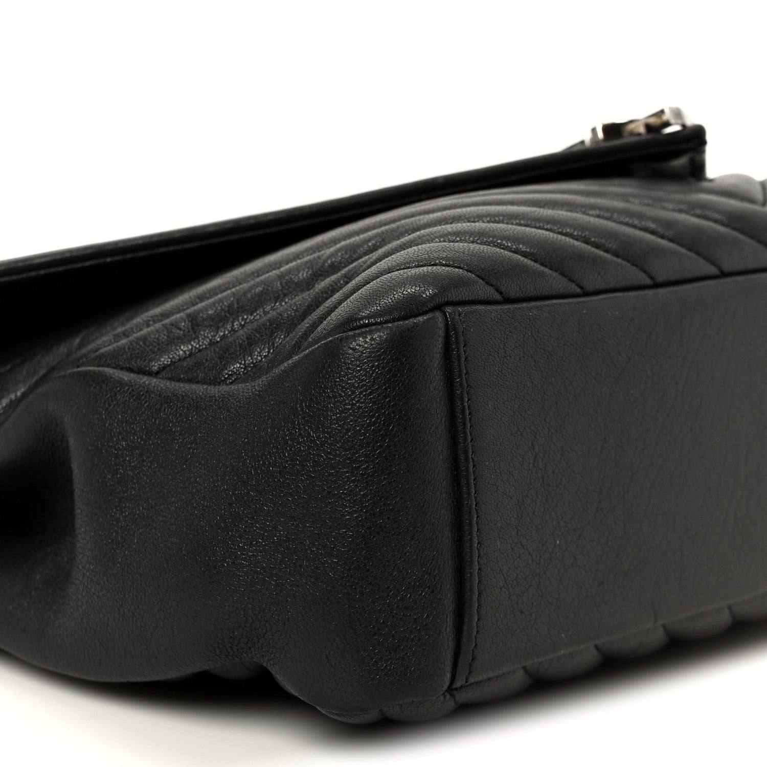 Saint Laurent Sheepskin Matelasse Chevron Monogram Large College Satchel Black 11 of 12