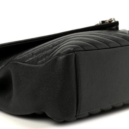 Saint Laurent Sheepskin Matelasse Chevron Monogram Large College Satchel Black 11 of 12