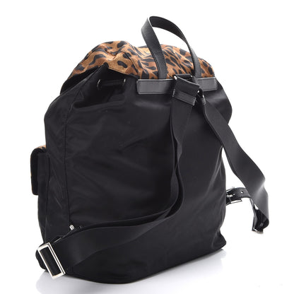 Prada Tessuto Nylon Leopard Print Backpack Black Miele 3 of 8