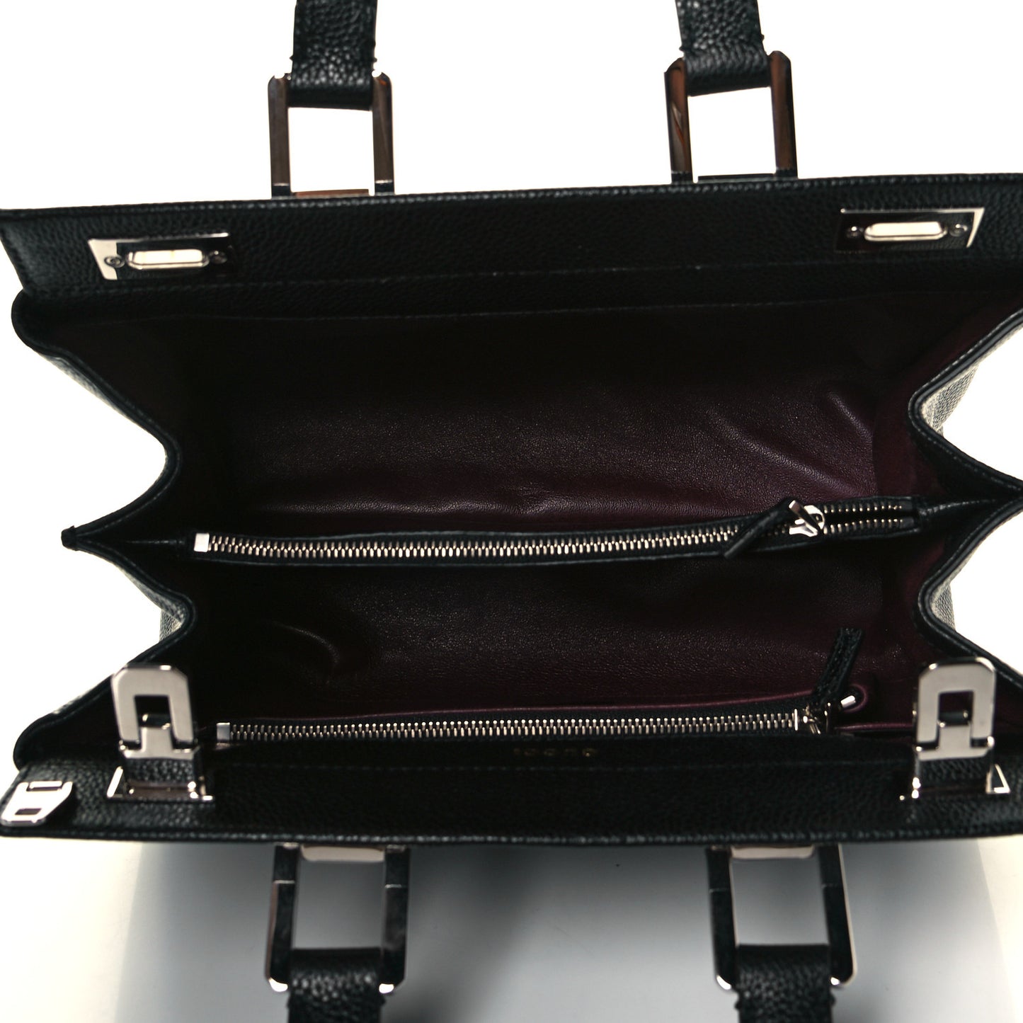 Grainy Calfskin Small Zumi Top Handle Bag Black