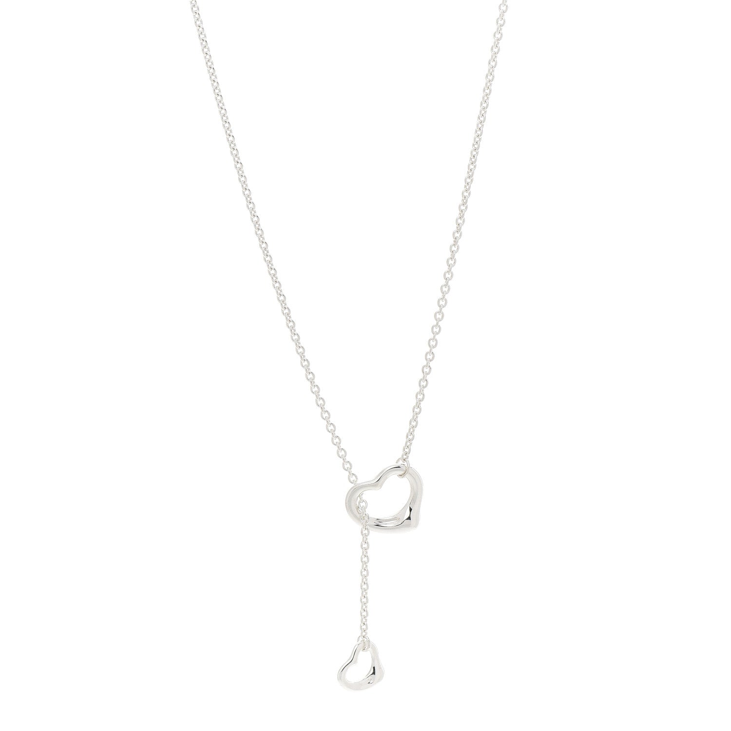 Tiffany Sterling Silver Elsa Peretti Open Heart Lariat Necklace 1 of 6