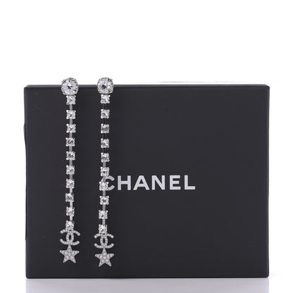 Chanel Crystal Starfall Drop Long CC Earrings Silver 5 of 5