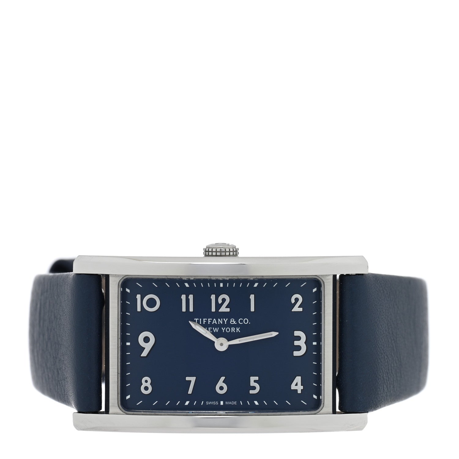Tiffany Stainless Steel Calfskin 22mm East West Quartz Watch Blue 2 of 5