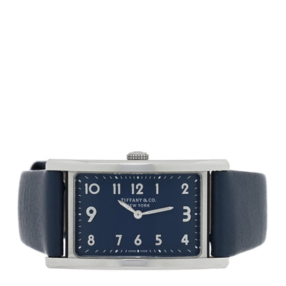 Tiffany Stainless Steel Calfskin 22mm East West Quartz Watch Blue 2 of 5