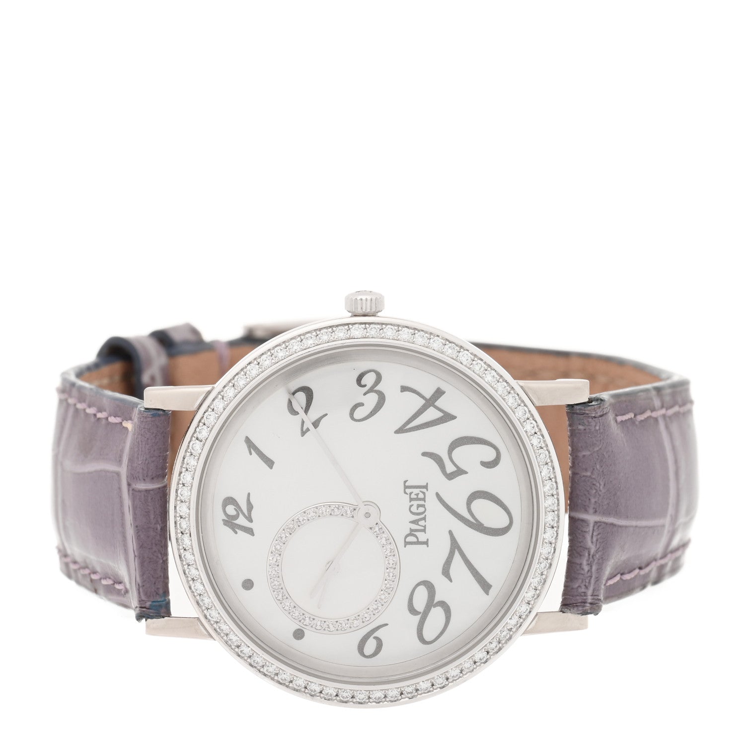 Piaget 18K White Gold Alligator Diamond Bezel Mother of Pearl 34mm Altiplano Manual Winding Watch 4 of 8