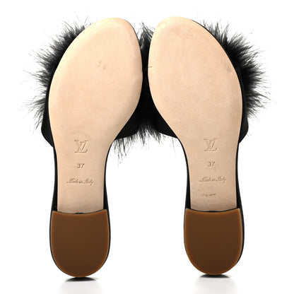 Louis Vuitton Marabou Crystal LV Marilyn Flat Mule 37 Black 5 of 9