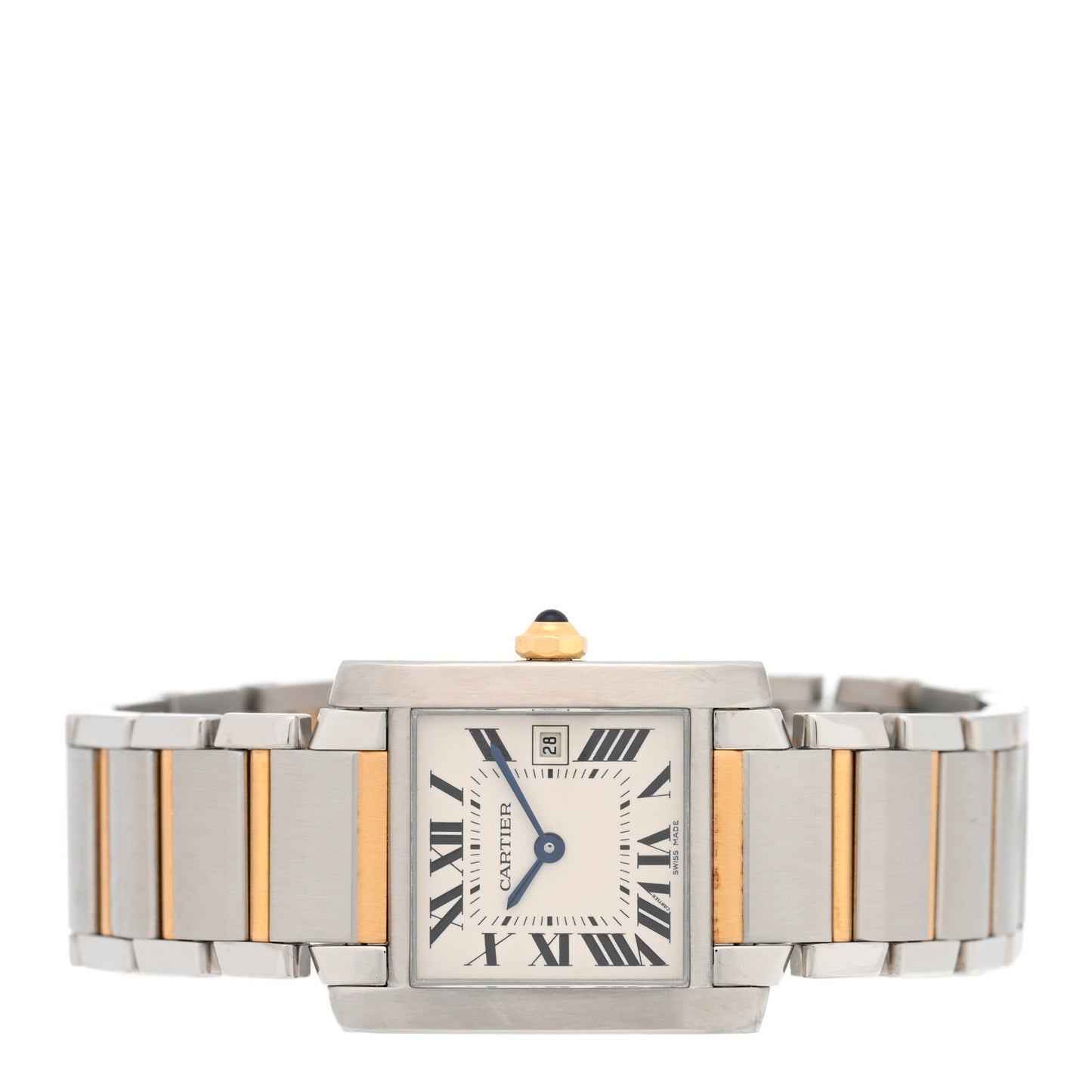 Stainless Steel 18K Yellow Gold 25mm Tank Francaise Quartz Watch