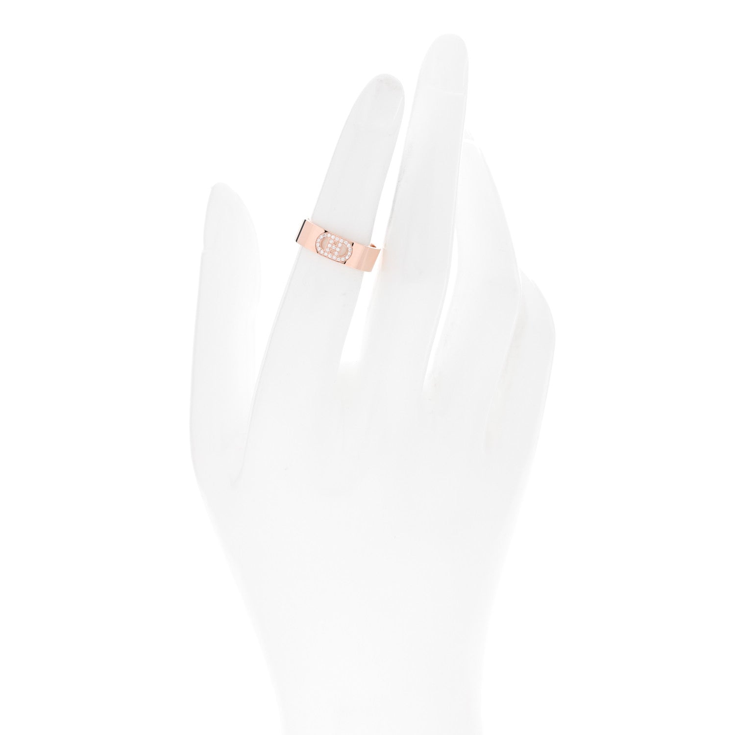 Hermes 18K Rose Gold Diamond PM H D'Ancre Ring 50 5.25 2 of 5