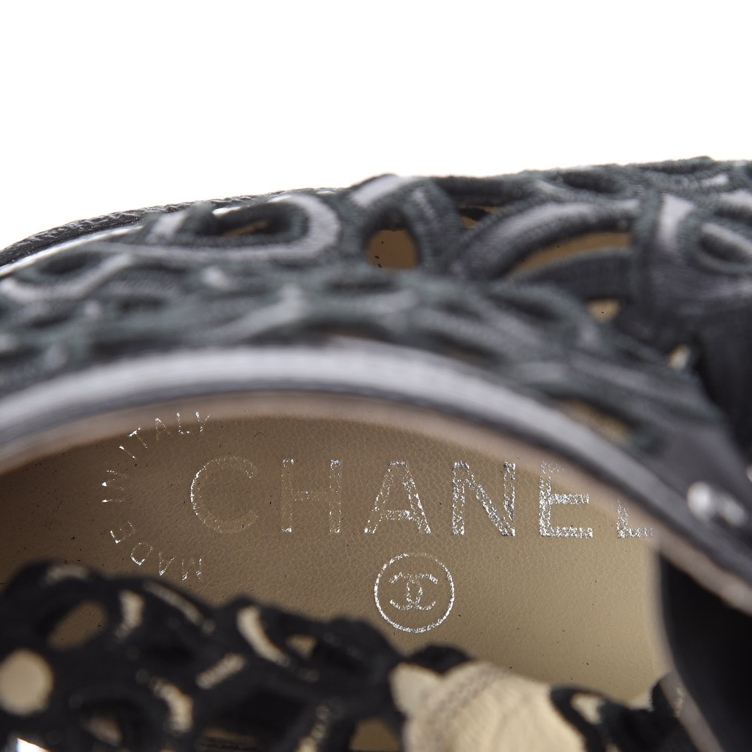 Chanel Patent Grained Goatskin Hollow Out Flower Sneakers 39.5 Black 8 of 12