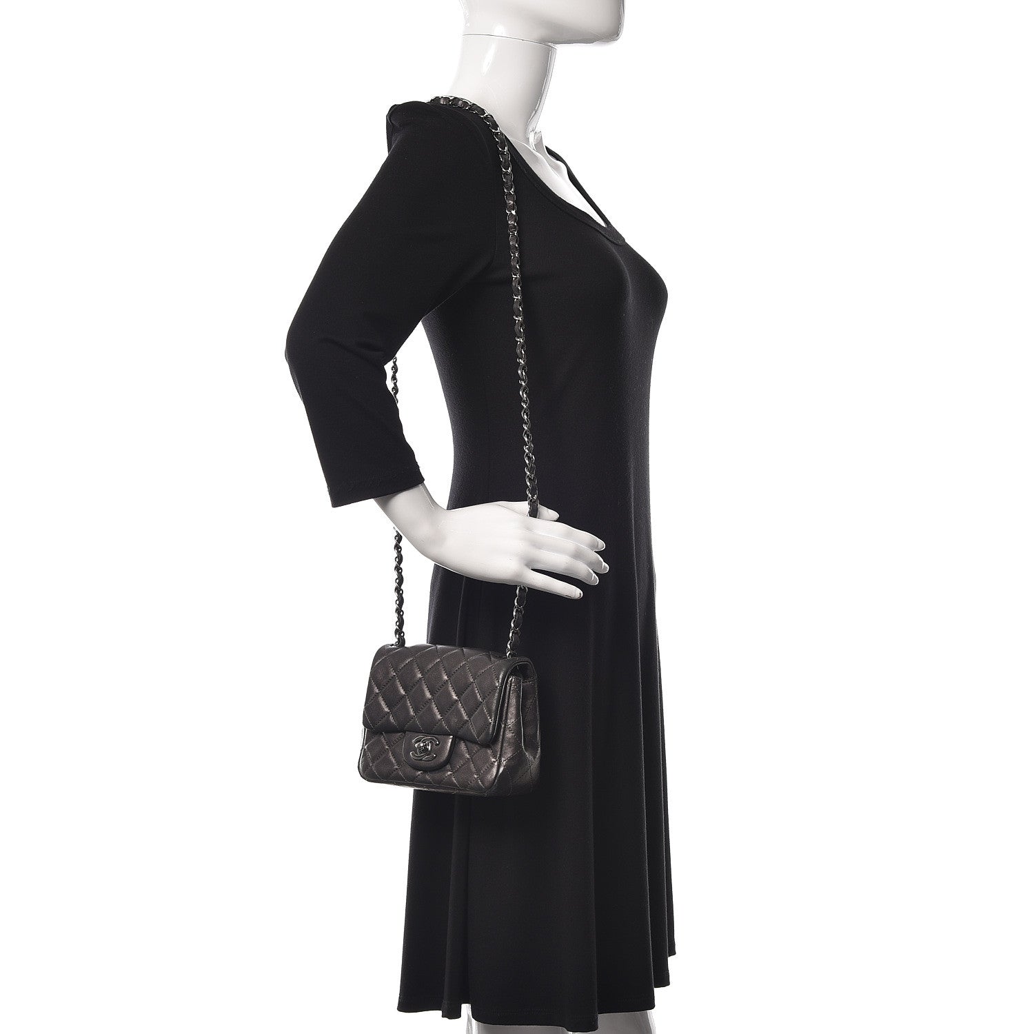 Chanel Metallic Lambskin Quilted Mini Square Flap Grey 2 of 19