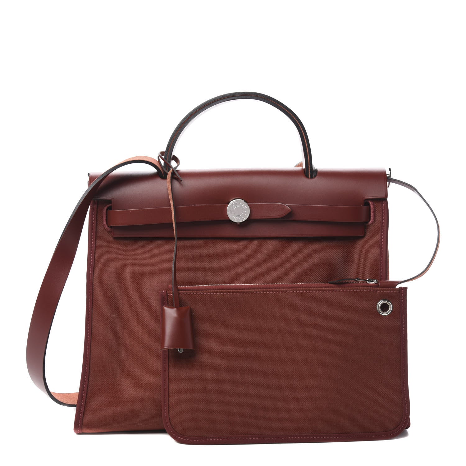 Hermes Vache Hunter Toile Herbag Zip 31 PM Rouge H 1 of 10
