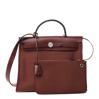 Hermes Vache Hunter Toile Herbag Zip 31 PM Rouge H 1 of 10