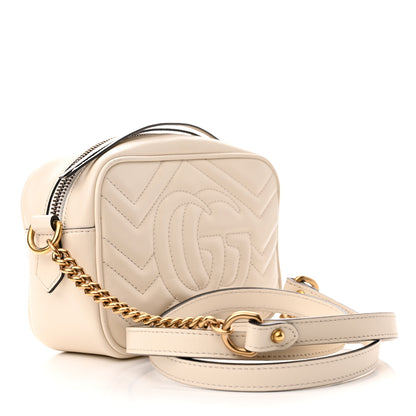 Gucci Calfskin Matelasse Mini GG Marmont Chain Shoulder Bag White 3 of 12