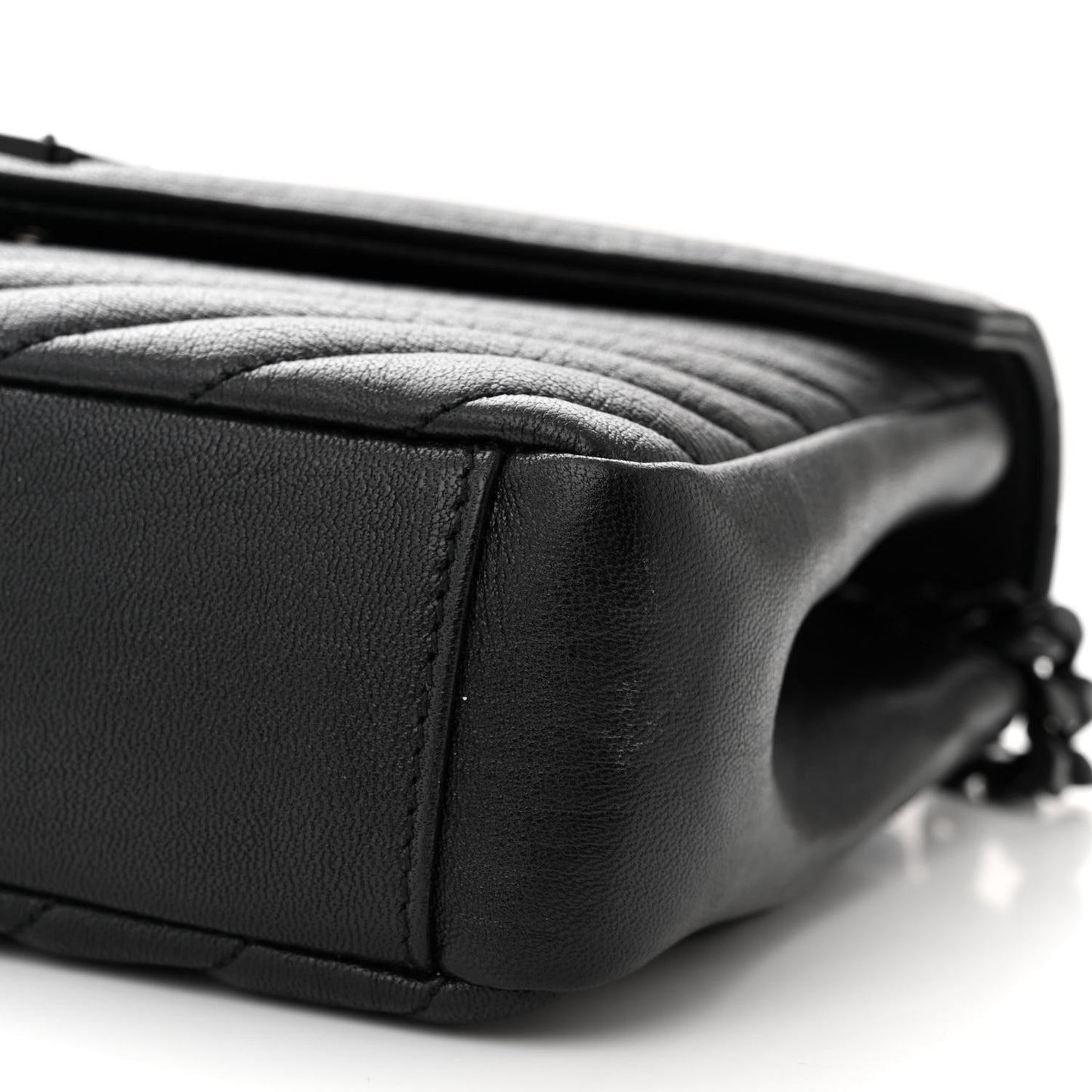 Sheepskin Matelasse Chevron Monogram Monochrome Medium College Bag Black