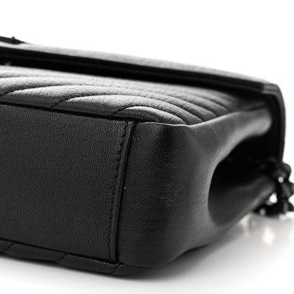 Saint Laurent Sheepskin Matelasse Chevron Monogram Monochrome Medium College Bag Black 10 of 11
