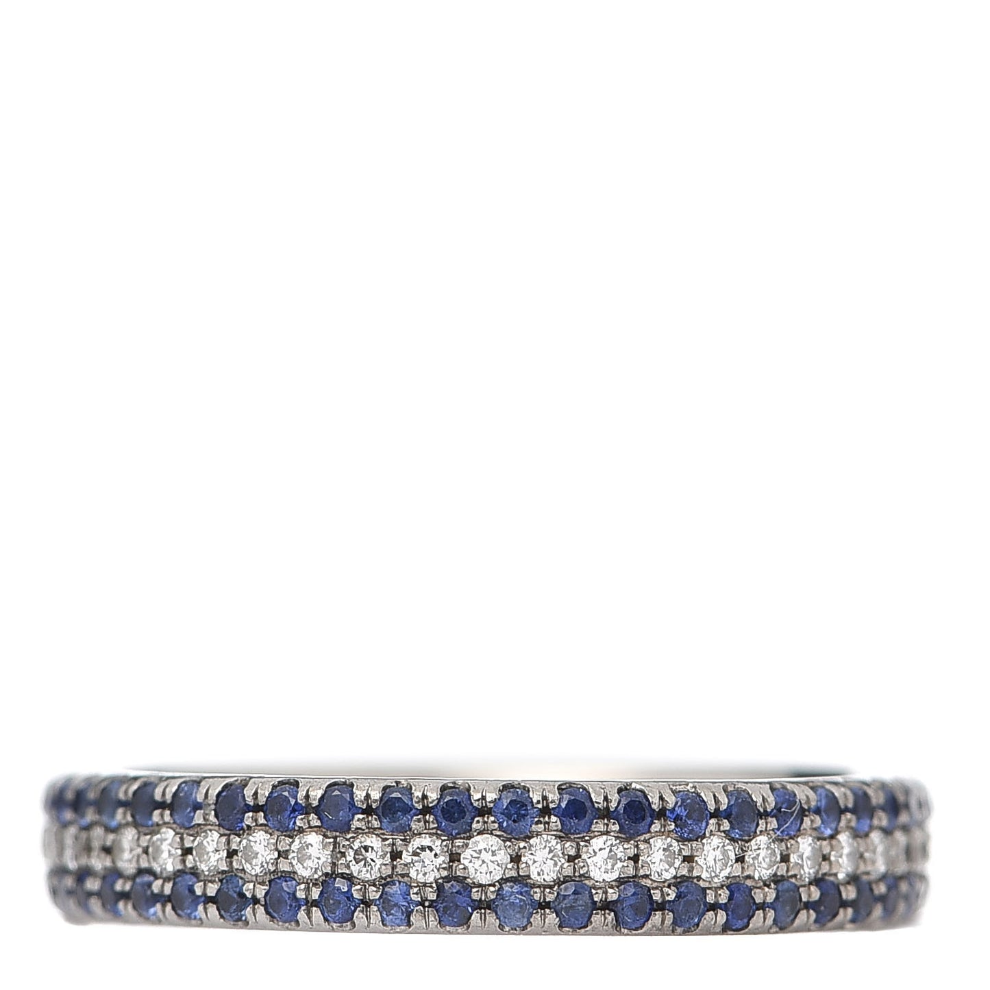 18K White Gold Diamond Blue Sapphire Embrace Ring 50 5.25