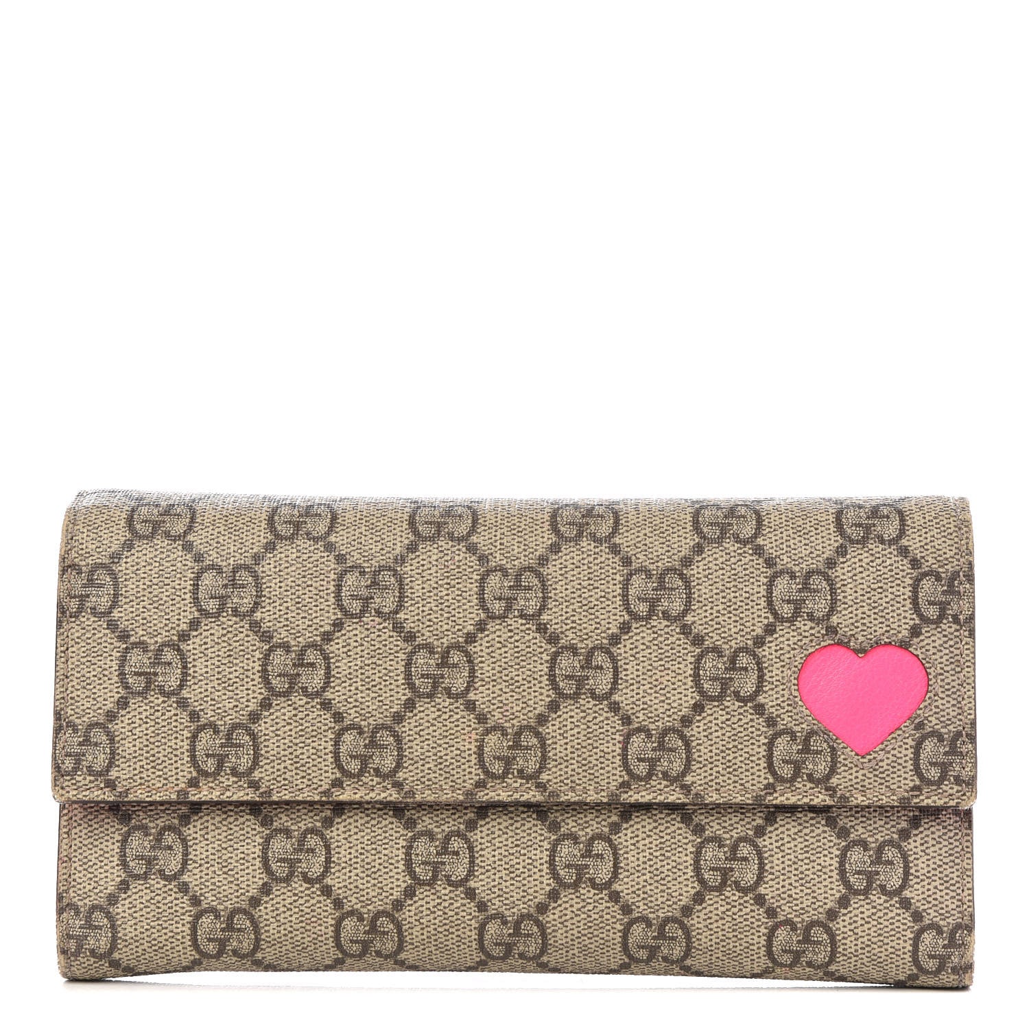 Gucci GG Supreme Monogram Continental Heart Wallet Fluorescent Fuchsia 1 of 12