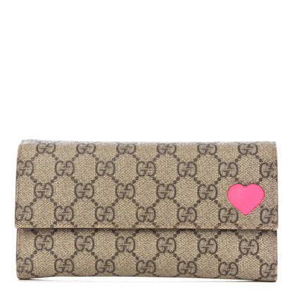 Gucci GG Supreme Monogram Continental Heart Wallet Fluorescent Fuchsia 1 of 12