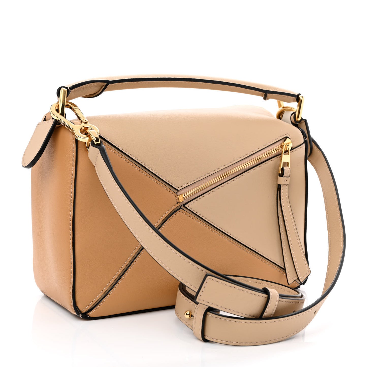 Calfskin Small Puzzle Bag Dusty Beige Soft White