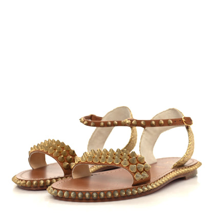 Christian Louboutin Specchio Cordorella Flat Sandals 38 Cuoio 3 of 7