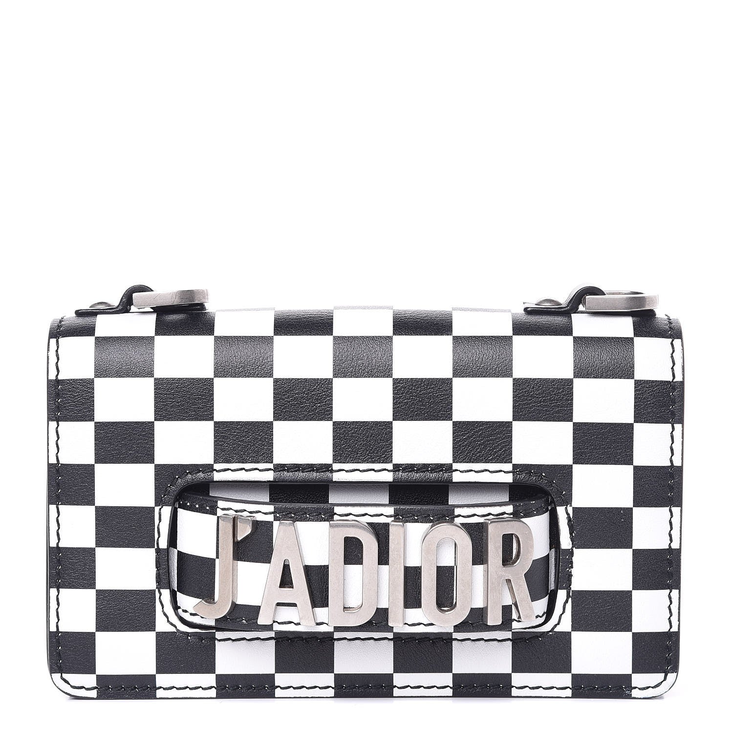 Christian Dior Calfskin Checkered J'Adior Chain Flap Bag White Black 1 of 6