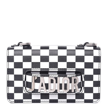 Christian Dior Calfskin Checkered J'Adior Chain Flap Bag White Black 1 of 6