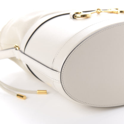 Gucci Azalea Sakai Calfskin Horsebit 1955 Drawstring Bucket Bag Mystic White 6 of 11