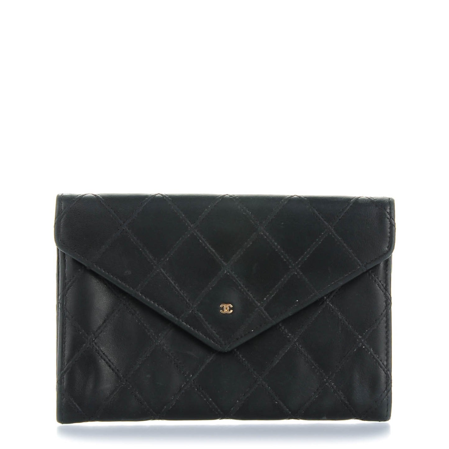Lambskin Diamond Stitched Wallet Black