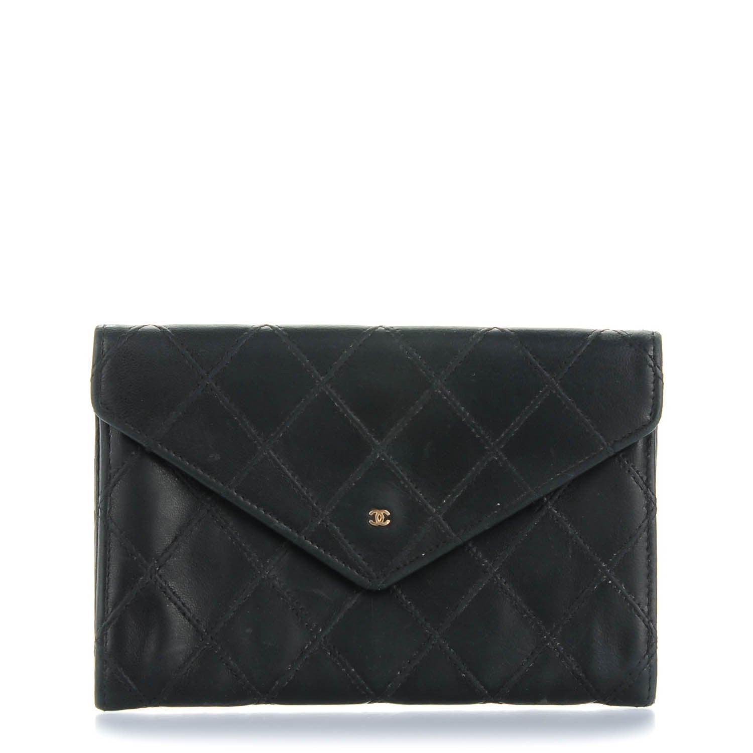Chanel Lambskin Diamond Stitched Wallet Black 1 of 8