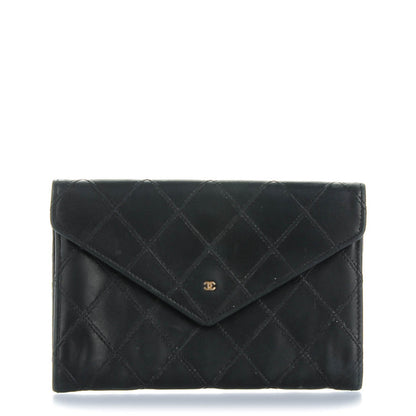Chanel Lambskin Diamond Stitched Wallet Black 1 of 8