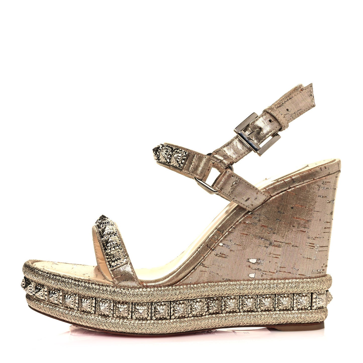 Cork Studded Pyradiams 110 Platform Sandals 35 Silver