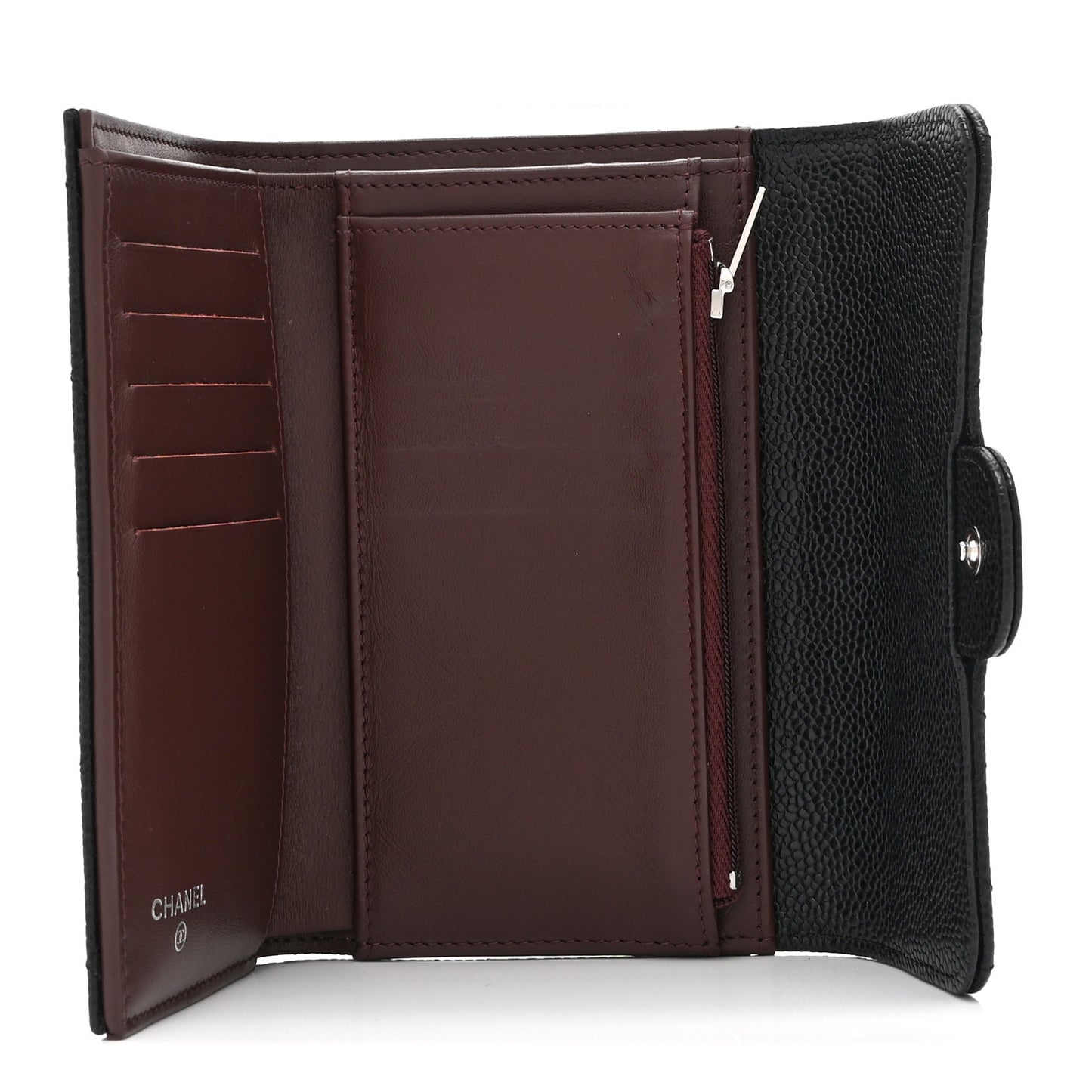 Caviar Quilted Medium Flap Wallet Black