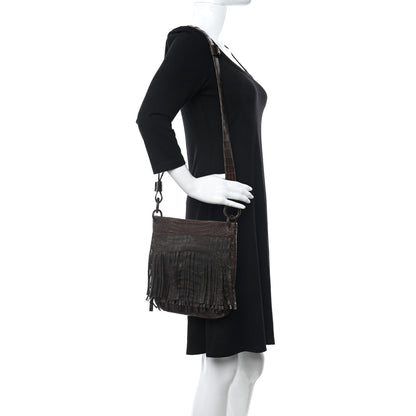 Nancy Gonzalez Crocodile Fringe Crossbody Clutch Brown 3 of 10