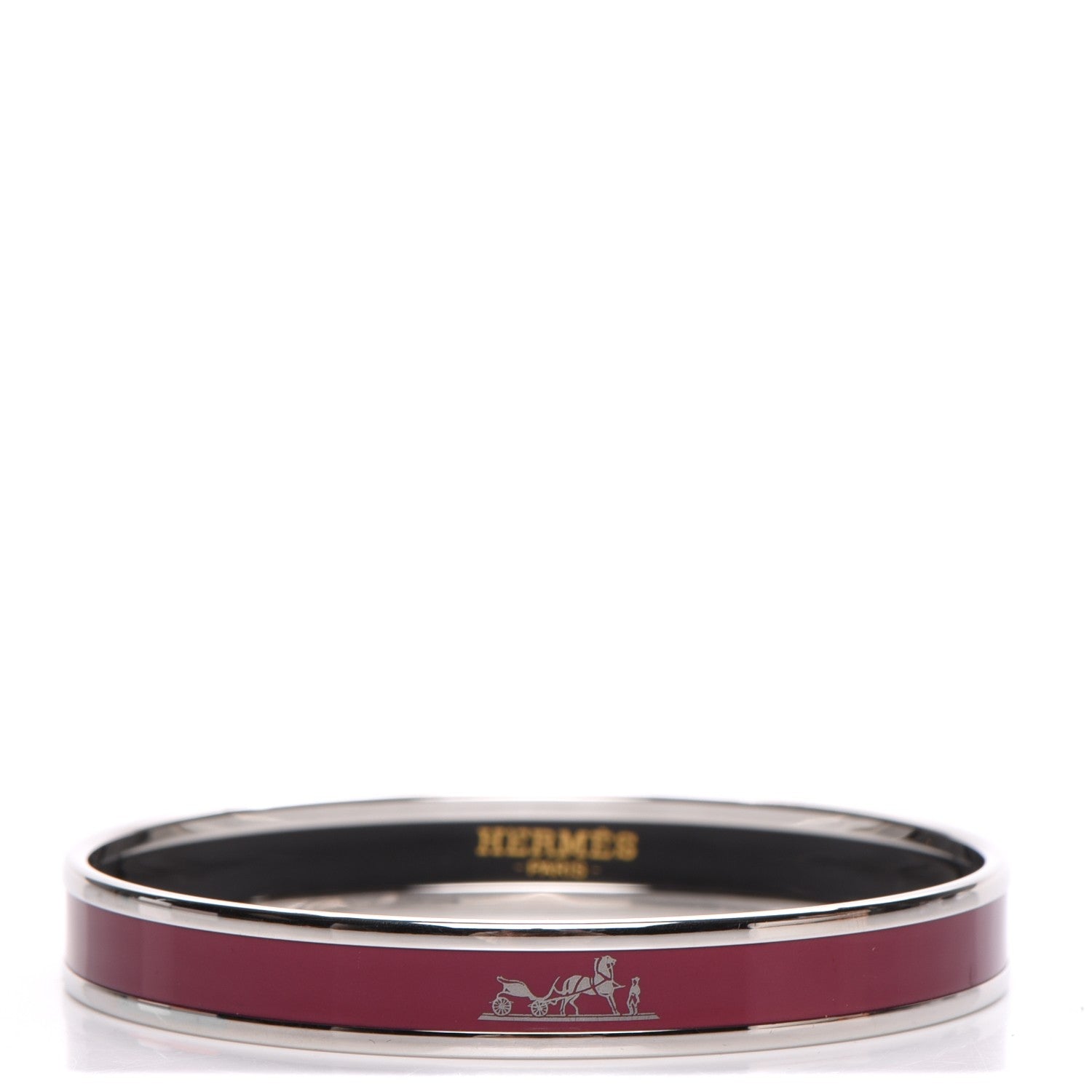 Hermes Enamel Printed Narrow Caleche Bracelet 65 Rouge H 1 of 7