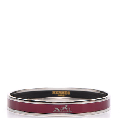Hermes Enamel Printed Narrow Caleche Bracelet 65 Rouge H 1 of 7
